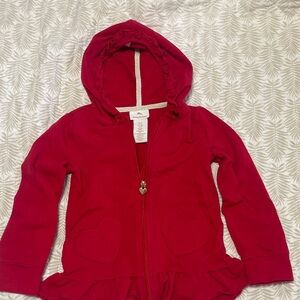 Tommy Bahama Girls Red Hooded Zip Jacket with Heart Pockets